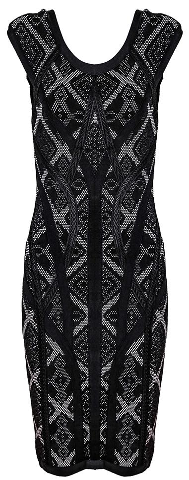 Black Paneled Bodycon Mini Dress