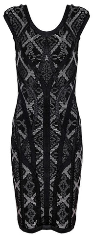 Black Paneled Bodycon Mini Dress