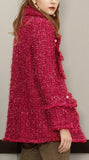 Frayed Tweed Jacket with Faux-Pearl Embellishments, Rose