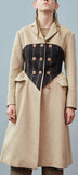Triple-Breasted Corset Coat, Beige