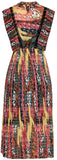 Lace-Paneled Multi Colored Sleeveless Midi Dress