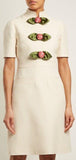 Rose-Embellished High-Neck Dress