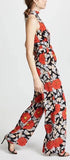 High-Neck Sleeveless Wide-Leg Floral-Print Silk Jumpsuit