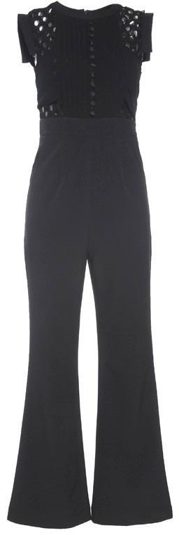 Pleated Cut-Out Jumpsuit in Black or White - DESIGNER INSPIRED FASHIONS