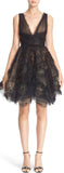 Black Embroidered Tulle Fit & Flare Dress