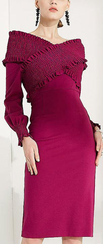 Smocked Crossover Midi Dress