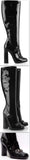 'Lillian' Horsebit Black Patent Leather Knee-High Boots - DESIGNER INSPIRED FASHIONS