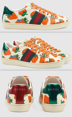 Ace Leather Sneaker with Strawberry Print | DESIGNER INSPIRED FASHIONS