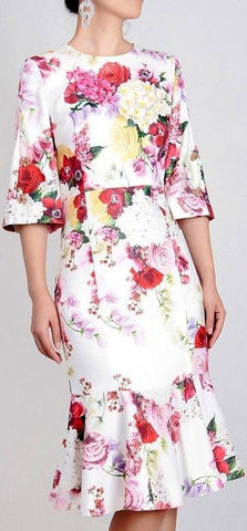 Floral-Appliques Dress