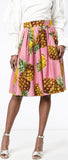 Pineapple Print Midi-Knee Skirt