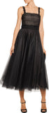 Black Layered Tulle Midi Dress
