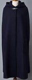 Long Hooded Wool Cape Coat in Deep Blue - DESIGNER INSPIRED FASHIONS
