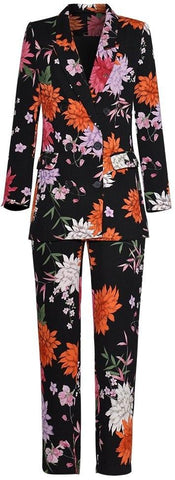 Floral Printed Blazer and Pant Suit