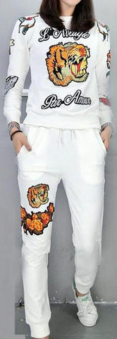 'L'aveugle Par Amour' Embroidered Tracksuit - (White, Pink, Red, Blue, Black) - DESIGNER INSPIRED FASHIONS