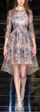 Hi-Low Floral-Embroidered Tulle Dress