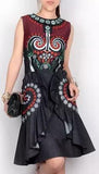 Embroidered Ruffled Denim Dress - DESIGNER INSPIRED FASHIONS