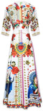 Mixed Print Maxi Dress