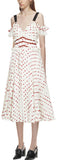 Cold-Shoulder Satin Polka Dot Dress