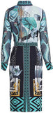 Printed Shirt and Skirt Set - Blue and Green