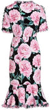 Rose Printed Ruffle-Trimmed Dress | DESIGNER INSPIRED FASHIONS