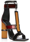 Patchwork Leather Cage Sandals-Multi - DESIGNER INSPIRED FASHIONS