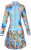 Floral Brocade Shirt and Pleated Skirt Set
