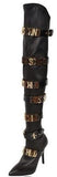 Long Embellished Black Heeled Boots - DESIGNER INSPIRED FASHIONS