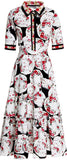 China Dish Print Midi Shirt-Dress