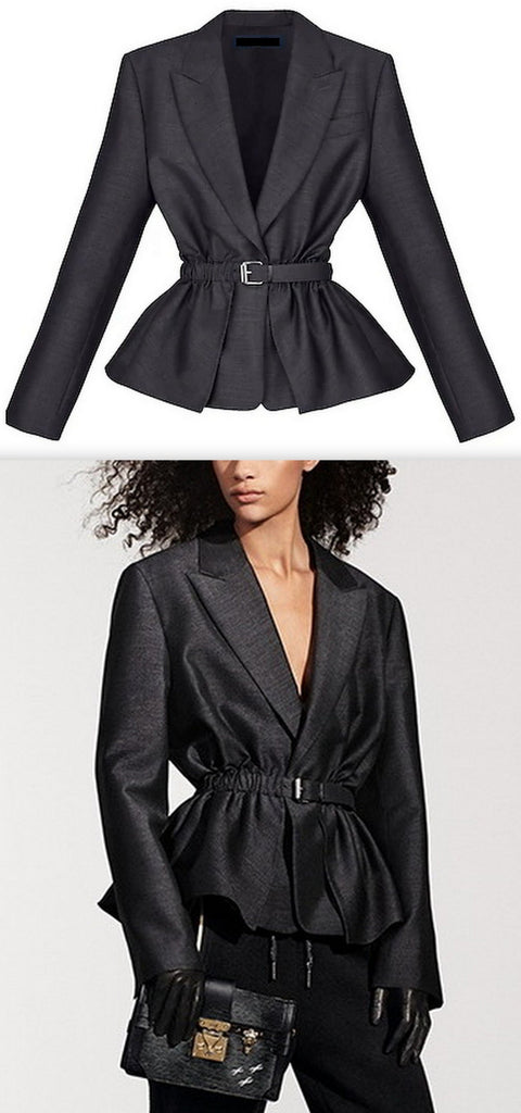 Belted Ruched-Waist Jacket