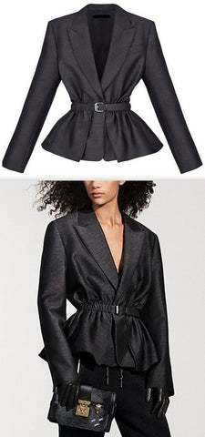Belted Ruched-Waist Jacket