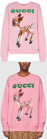 Logo Bambi Print Cotton Sweatshirt