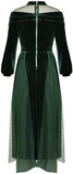 Velvet & Tulle Gown in Green
