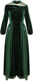 Velvet & Tulle Gown in Green