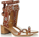 'Carol' Studded Sandals in Blue or Brown - DESIGNER INSPIRED FASHIONS