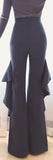 'Beata' Ruffle Flared High-Waist Trousers - Blue or Black