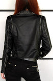 Studded Black Faux-Leather Biker Jacket - DESIGNER INSPIRED FASHIONS