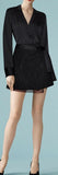 Satin Blouse with Lace-Detailed Wrap Mini Skirt