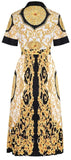 Baroque Printed Short-Sleeve Midi Dress | DESIGNER INSPIRED FASHIONS
