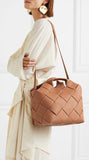 Woven Textured-Leather Tote
