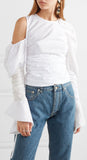Cutout Ruched Cotton Top
