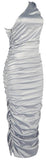 Satin Ruched One-Shoulder Dress