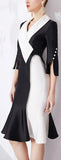 Crystal-Trimmed Two-Tone Cocktail Dress | DESIGNER INSPIRED FASHIONS