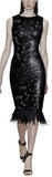 Feather-Trim Sequin Dress - Black or Blue