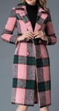 Double-Breasted Pink Check Coat - DESIGNER INSPIRED FASHIONS