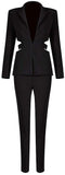 Black Cut-Out Stretch Jacket & Pant Set - DESIGNER INSPIRED FASHIONS
