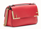 Double F Leather Handbag, Red
