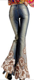 Embellished Light Faded Flare Jeans - DESIGNER INSPIRED FASHIONS