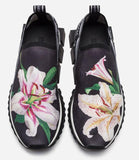 Sorrento Sneakers with Lily Print - Black or Pink | DESIGNER INSPIRED FASHIONS