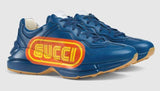 Rhyton Print Leather Sneakers, Blue