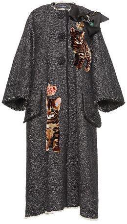 Tweed Coat with Cat Embroidery - DESIGNER INSPIRED FASHIONS